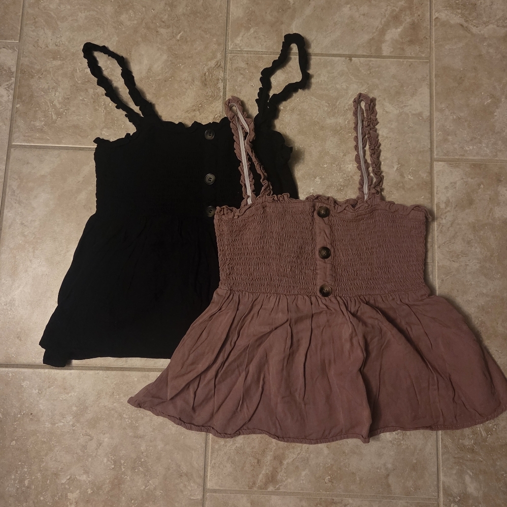 Black and Brown Boho Babydoll Tops